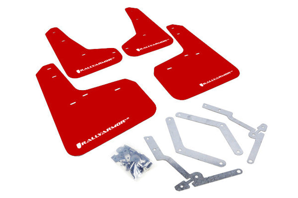 Rally Armor 2012-17 Ford Focus, ST & 2016+ RS Red Mud Flap White Logo