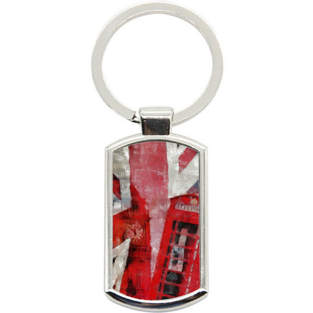 KeyRing Stainless Steel Key Chain Ring - UK Abstract Flag Y00184
