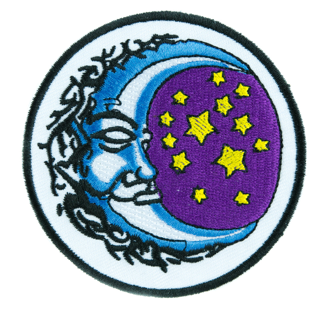 Sleeping Moon and Stars Patch Iron on Applique Alternative Wicca Clothing