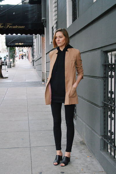 Layering Sleeveless Hoodie in Jet Black