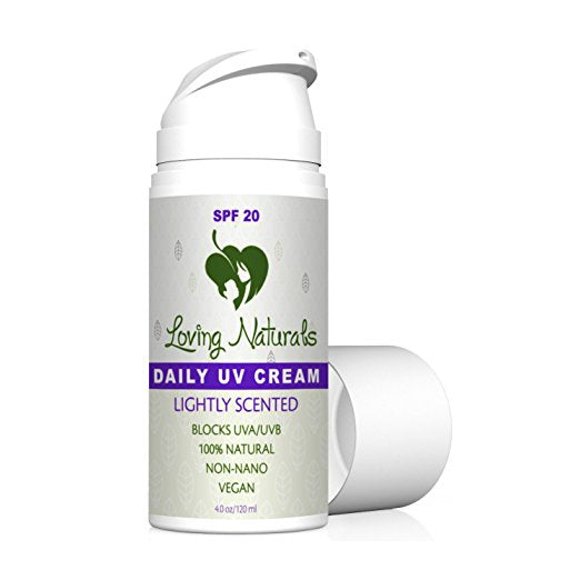 Daily UV Cream Lightly Scented SPF 20 Sunscreen Non-Nano Zinc Oxide UVA/UVB 4 oz