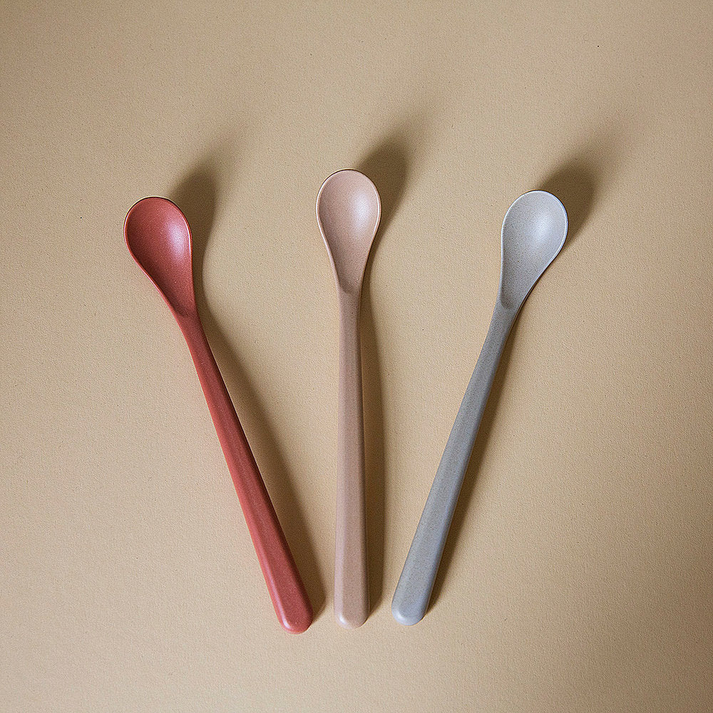 Bamboo feeding spoon 3 pack - fog/rye/brick