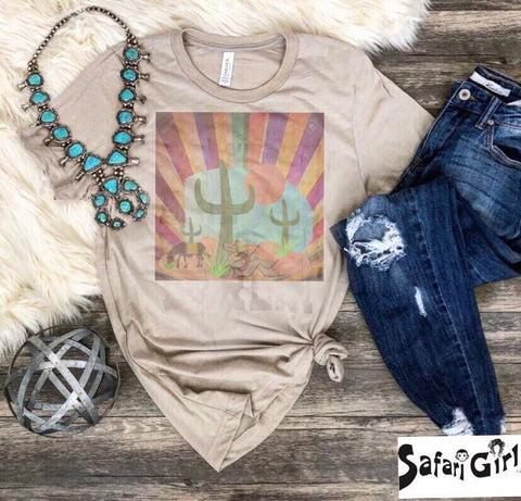 tan tee cactus painting