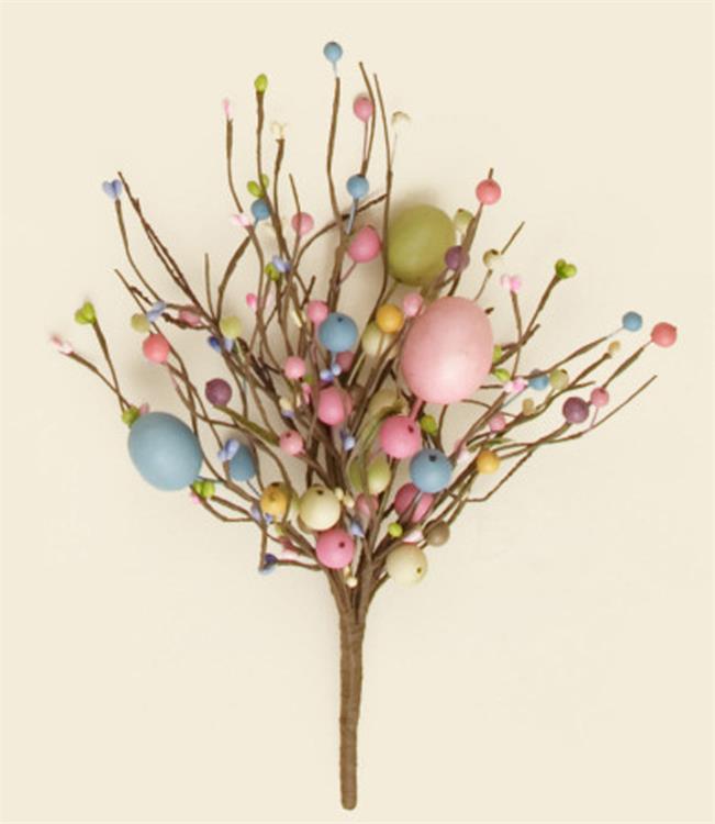 Spring Easter Pastel Egg and Berries Decorative Floral Spray Pick