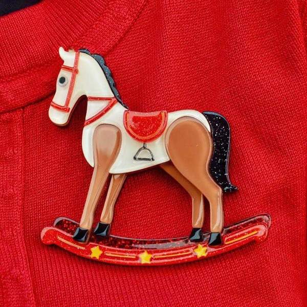 Rocking Reminiscence Horse Brooch by Erstwilder
