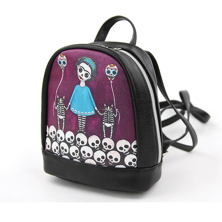Skeleton Girl Backpack in Purple