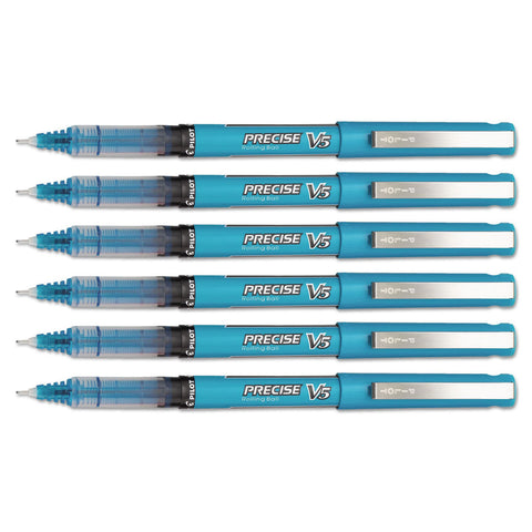 Pilot Precise V5 Roller Ball Stick Pens, 0.5mm, Extra Fine, Turquoise Ink, 6-Count