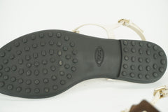 Tods Gomma T Strap Leather Thong Sandals size 36 Ankle Strap NIB $465