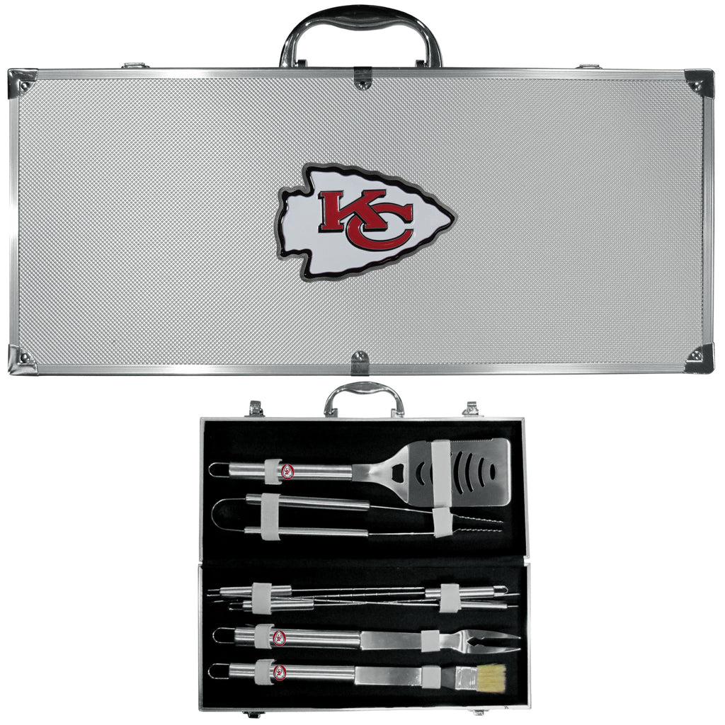 Kansas City Chiefs 8 pc Stainless Steel BBQ Set w/Metal Case