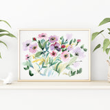 Pink Flowers giclée watercolour paper