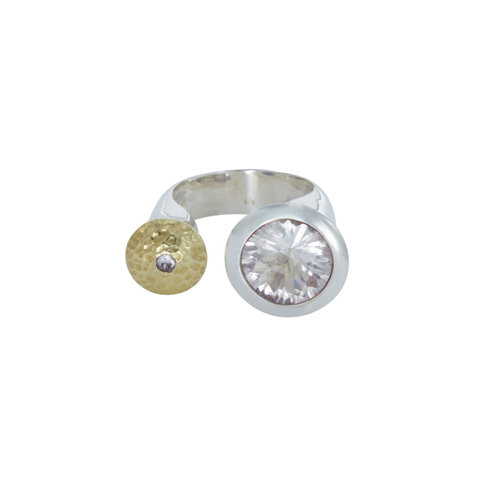 Sapphire and Mountain Crystal Two-Post Ring