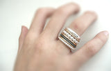 The Stack - Set of 7 Sterling Silver and 14 k Solid Gold Rings - Different Styles