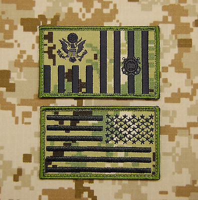 NWU Type III US Coast Guard Ensign Flag & Reverse US Flag Uniform Patch Set