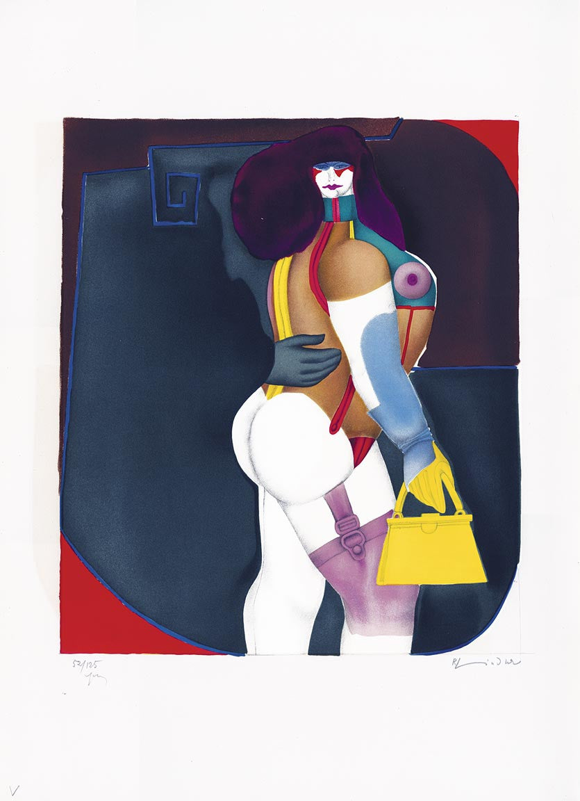 RICHARD LINDNER Woman with yellow handbag