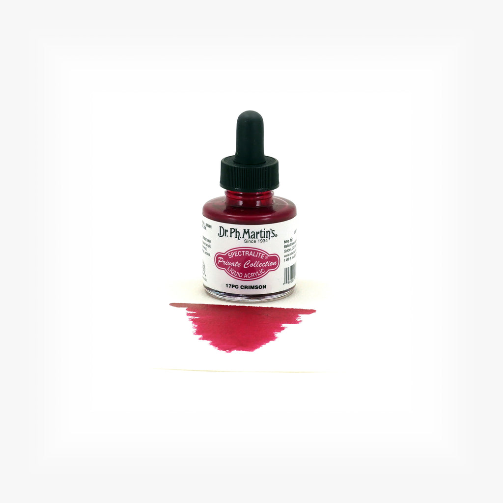 Dr. Ph. Martin's Spectralite Private Collection Liquid Acrylics, 1.0 oz, Crimson (17PC)