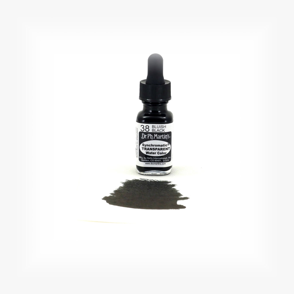 Dr. Ph. Martin's Synchromatic Transparent Water Color, 0.5 oz, Bluish Black (38)