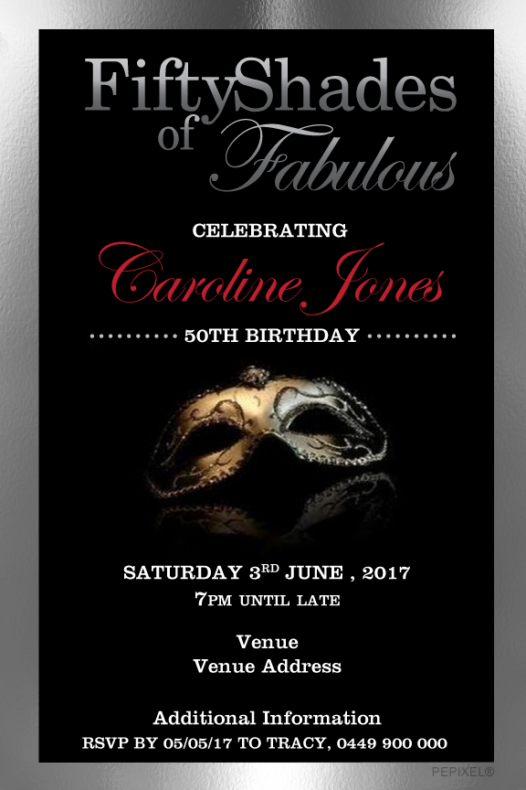 50th Birthday Party Invitation, Digital Printable Template - 50 Shades