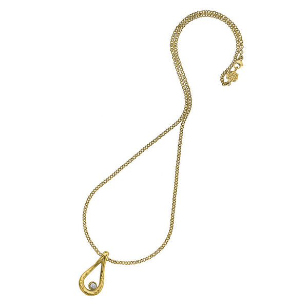 18ct Gold Vermeil Open Teardrop White Topaz Dewdrop Pendant