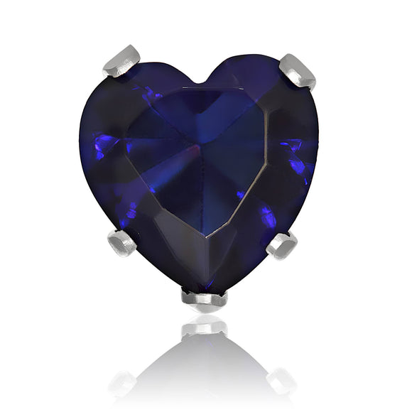 EZ-2200-BS Heart CZ Stud Earrings 6mm - Blue Sapphire | Teeda