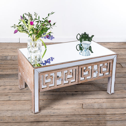 Labyrinth Venetian Glass Mirrored Large Coffee Table (100 x 60 x 50cm)