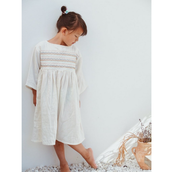 Embro Liilu Dress - Cru Natural - Mabel Child