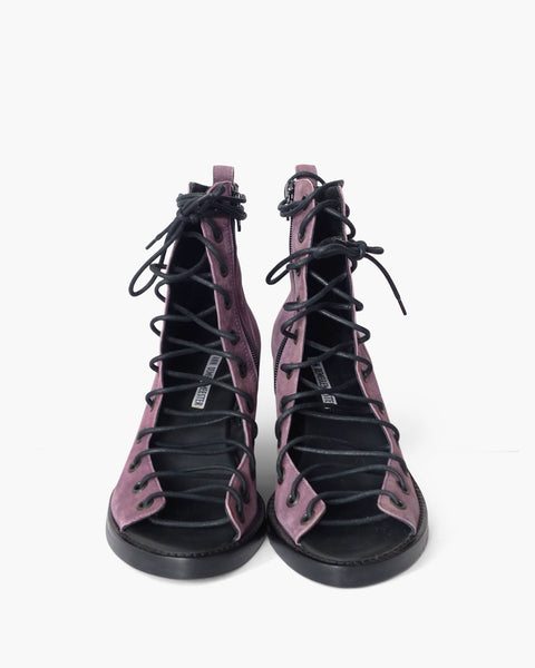 Ann Demeulemeester Suede Lace-Up Heels Sz 37
