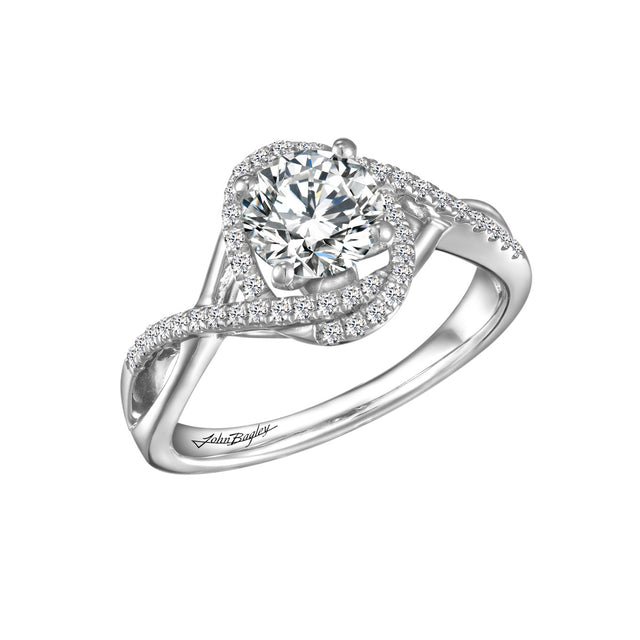 14kt White Gold Diamond Freeform Halo Engagement Ring