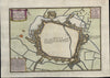 Mons Belgium Walloon region c.1700 de Fer van Loon antique city plan fortified