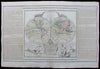 World spheres map continents Atlas med de l' Ouest 1766 Brion old antique map