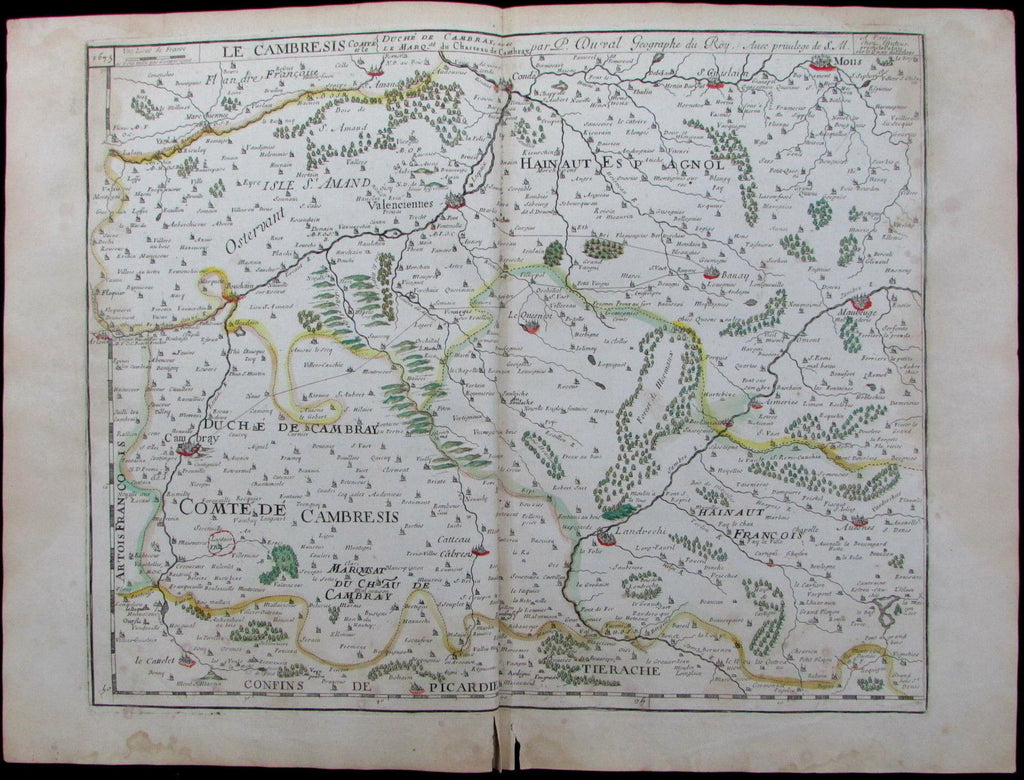 Cambre Galicia Northern Spain c.1677 du Val rare large antique color map