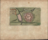 Charleroi Belgium Hainaut Walloon fortress c1735 Le Feuille antique map plan