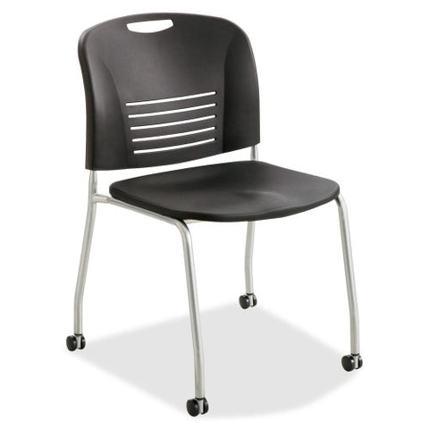 Safco Vy Straight Leg Stack Chairs w/ Casters SAF4291BL, Black (UPC:073555429121)