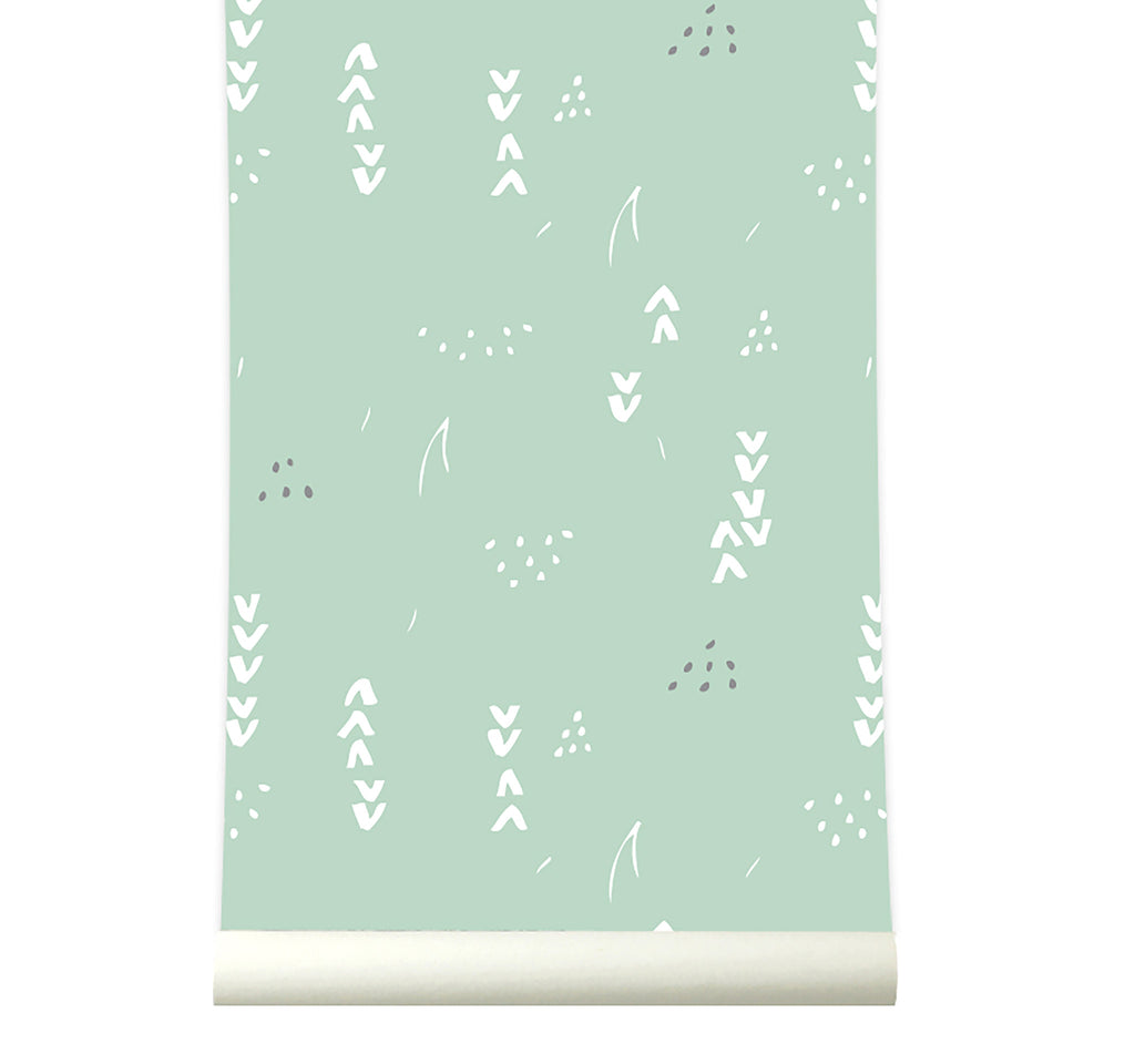 Behang Floral pastelgreen - roomblush