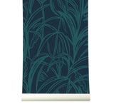 Behang Palmleaves greenblue - roomblush