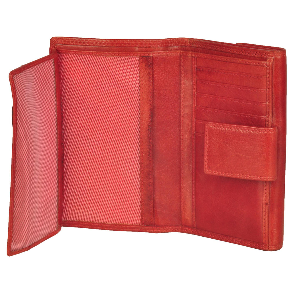 Paris Genuine Waxy Women Red Classic Clutch Wallet