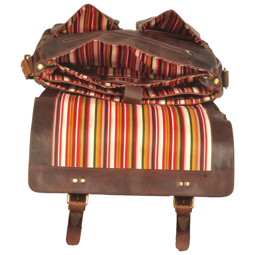 Manhattan Genuine Leather Men Brown Oily Portfolio Bag