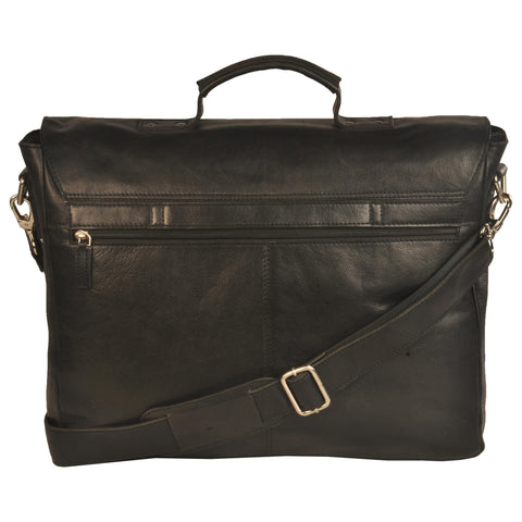 Manhattan Genuine Leather Men Black Waxy Portfolio Bag