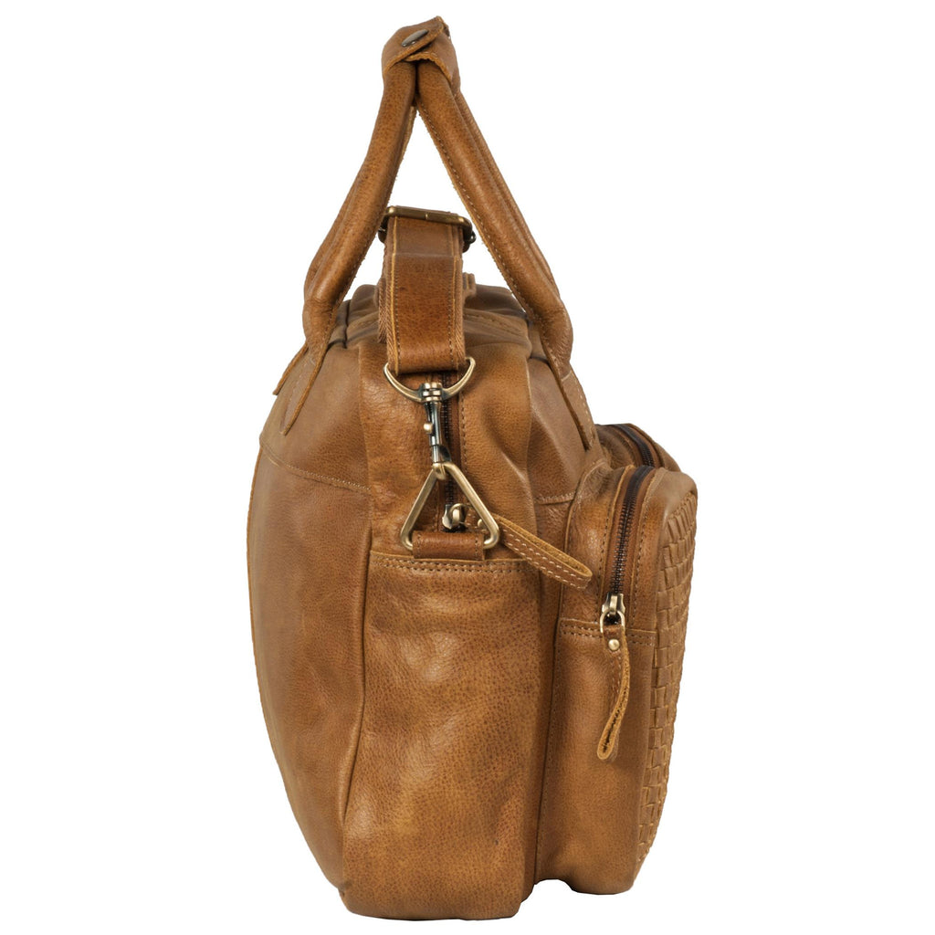 Manhattan Genuine Washed Leather Men Tan Portfolio Bag