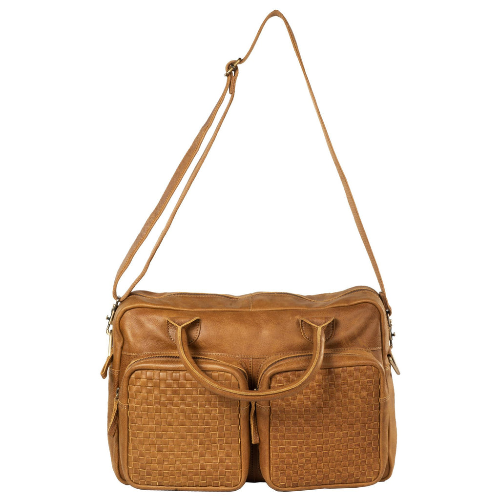 Manhattan Genuine Washed Leather Men Tan Portfolio Bag