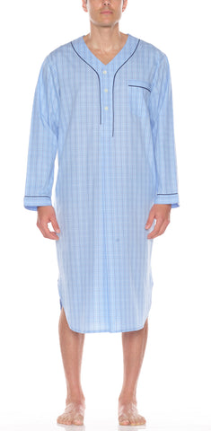 Cotton Shorty Pajama In Lt Blue Check