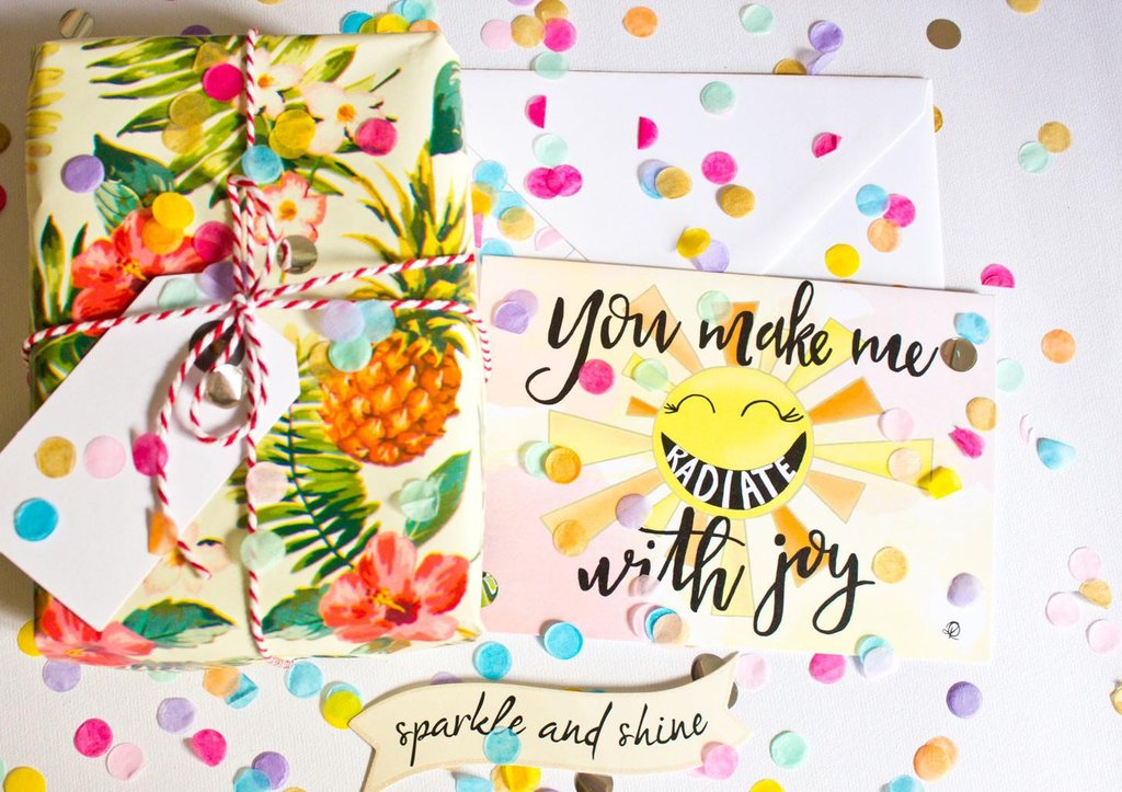 RADIATE WITH JOY, HANDMADE SUNSHINE FINE ART GREETING CARD FOR ANY OCCASION