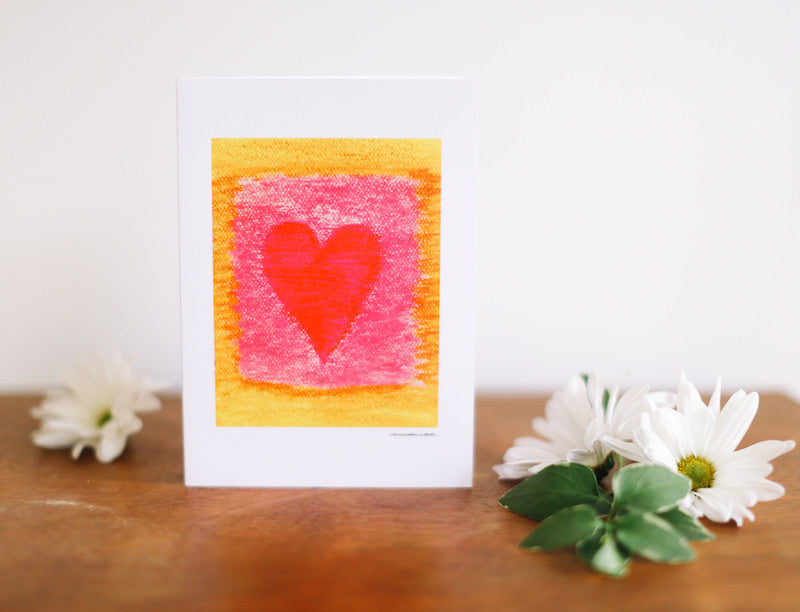 Red & Yellow Heart Valentine's Card - Falling Leaf Card Co.