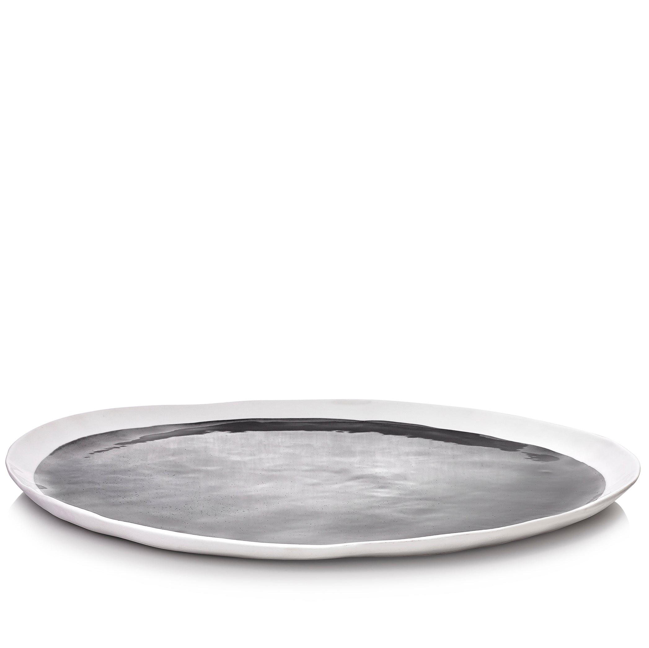 S&B Handmade 46cm Porcelain Extra Large Platter with Silver Glaze