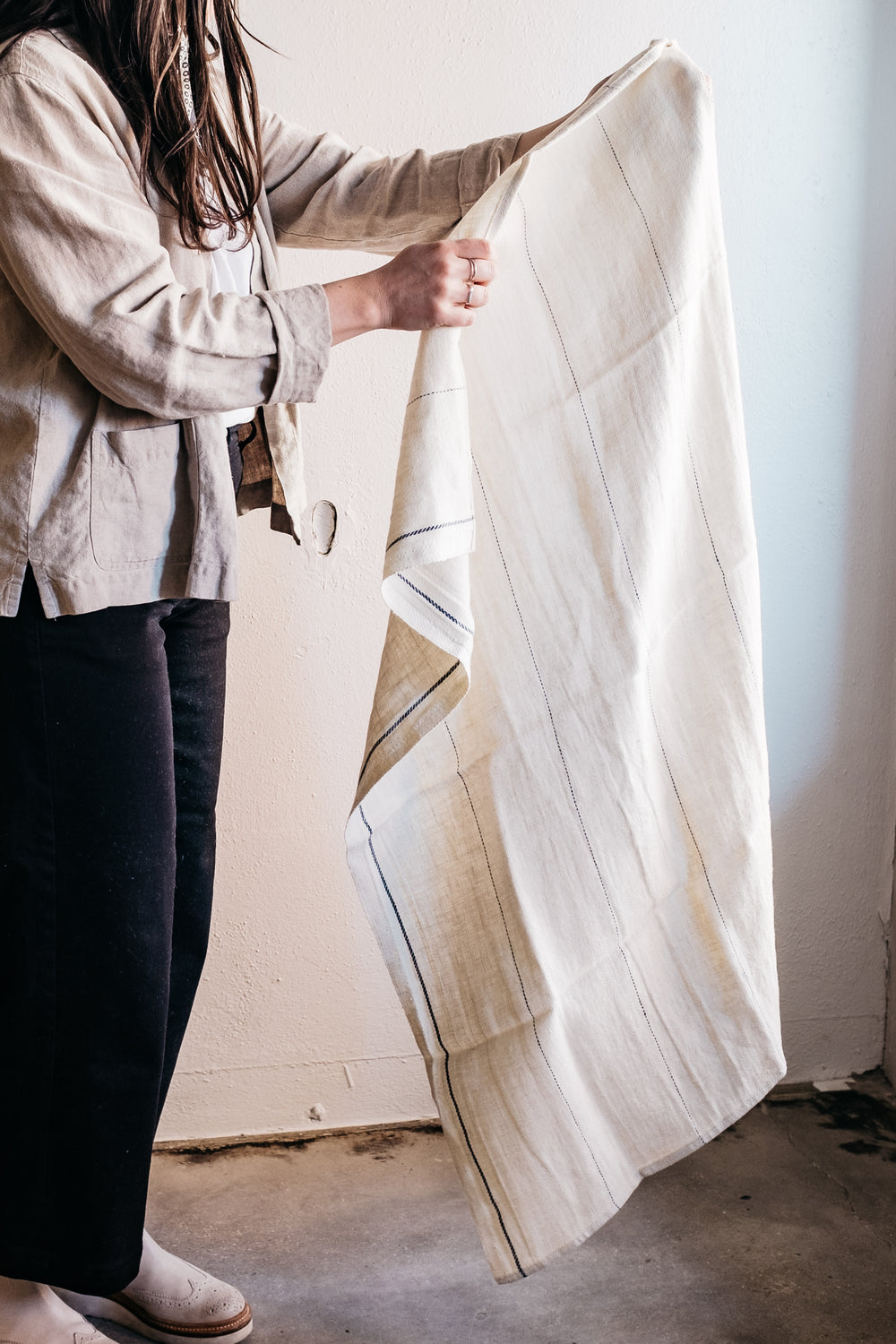 WASHED LINEN STRIPED TOWEL