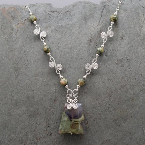 Sisa Rainforest Rhyolite Trapezoid Necklace