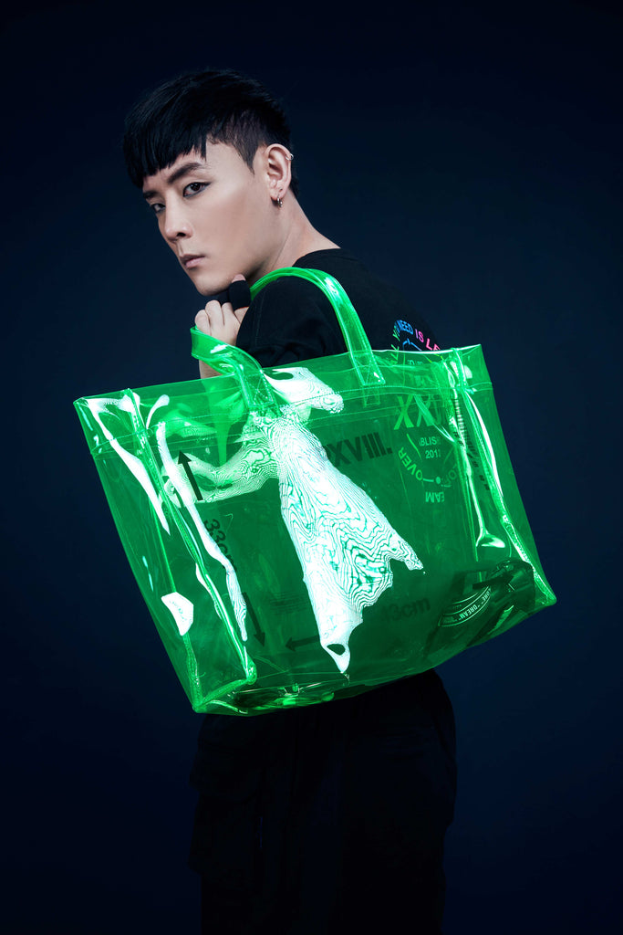 'XPX PVC DIMENSIONAL TOTE CLEAR GREEN