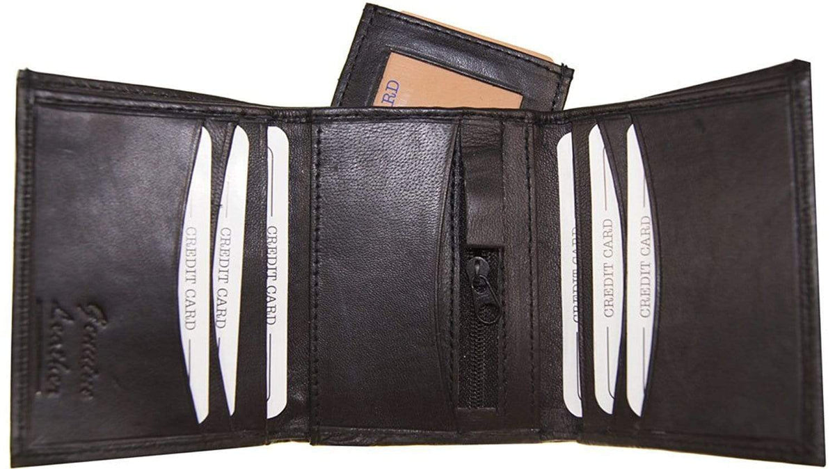 CARTER Leather Trifold credit card zipper coin pocket with Velcro Dual – Improving Lifestyles