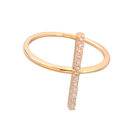 Dainty CZ Crystal Sterling Silver Bar Stackable Ring