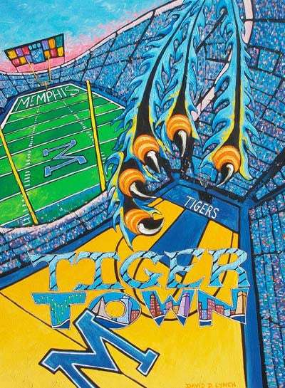 PRINT TIGER TOWN David Lynch U of Memphis Go Tigers