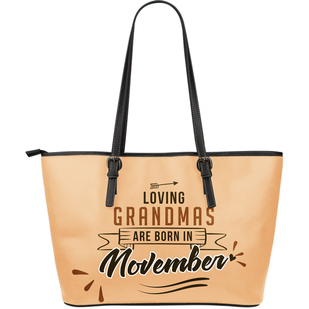 November Grandmas Leather Tote Bag
